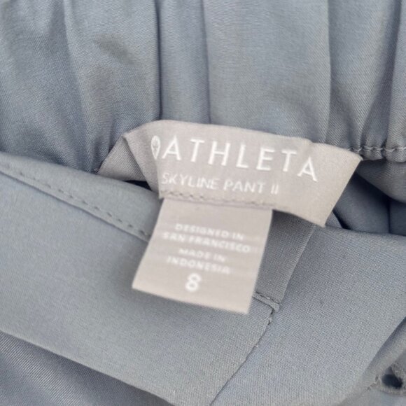 NWT Athleta Size 8 Skyline II Paperbag Waist Light Blue Pants Tie Waist - Picture 8 of 11